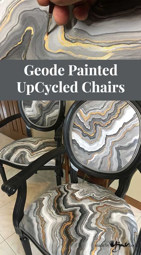 Geode Furniture, Painting Upholstered Furniture, Upcycled Chairs, Upcycled Furniture Before And After, Painted Bedroom Furniture, Upcycled Furniture Diy, Reupholster Chair, Furniture Logo, Upcycled Home Decor