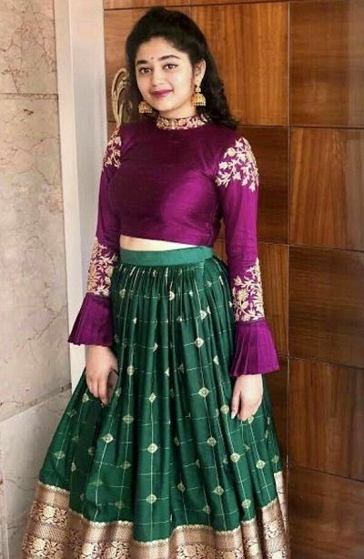 50 Latest Lehenga Blouse Designs to Try in 2021 विवाह की दुल्हन, Lehenga Saree Design, Long Gown Design, Lehnga Dress, Half Saree Designs, Long Gown Dress, Girls Frock Design, Long Dress Design, Blouse Designs Silk