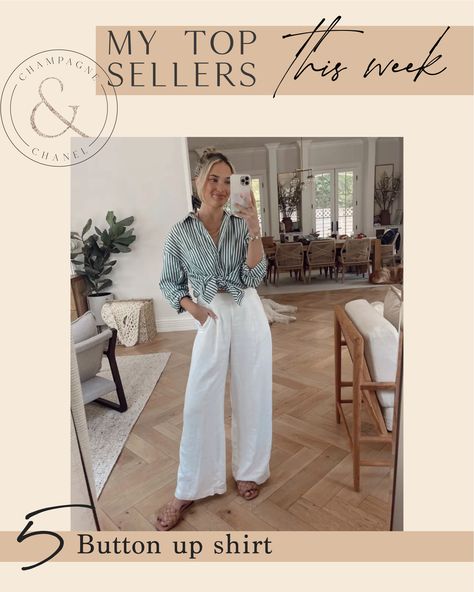 Oversized Poplin Button-Up Shirt curated on LTK Linen Blend, Leg Pants, Wide Leg Pants, Spring Fashion, Button Up Shirts, Button Up, Wide Leg, Summer Fashion, Pants