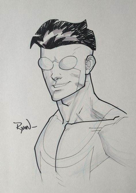 Ryan Ottley - Invincible - W.B. Invincible Ryan Ottley, Invincible Sketch, Invincible Reference, Invincible Drawing, Comic Artist Aesthetic, Ego Drawing, Invincible Art, Ryan Ottley, Mark Grayson