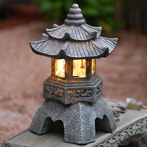 Decoration Zen Ornaments Garden Accessories Solar Powered Tower Statue Palace Lanterns Solar Lamp Stone Pagoda Lantern 2024 - $31.99 Outdoor Zen Garden, Pagoda Lantern, Pagoda Lanterns, Japanese Lantern, Outdoor Landscape Lighting, Garden Lanterns, Solar Led Lights, Solar Lamp, Outdoor Statues