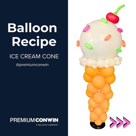 PremiumConwin on Instagram: "Whip up the most delightful ice cream cone with the Twin-Air Sizer® II — the perfect decor for any summer celebration! ☀️ 

Follow our recipe and share your sweet creation with us by tagging @premiumconwin and using #madewithpremiumconwin! 

Follow us for more fun recipes! 💙

#premiumconwin #balloons #balloonsculpture #balloonart #balloondecor #balloondecoration #balloontutorial #tutorial #balloondesiner #balloonartist" Ice Cream Cone Diy, Ice Cream Balloons, Balloon Sculptures, Fun Recipes, Summer Celebration, Balloon Art, Ice Cream Recipes, Ice Cream Cone, Balloon Decorations