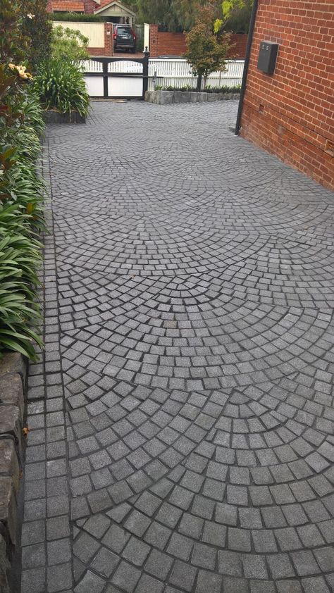 Paved Driveway Ideas, Cobblestone Paving, Paved Driveway, Driveway Ideas, Step Stones, Crazy Paving, Paver Walkway, Driveway Design, Concrete Driveways