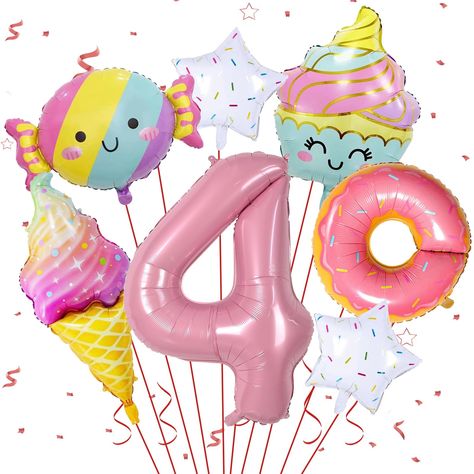 PRICES MAY VARY. 【Feel Secure with Your Purchase】If you encounter any problems, please feel free to contact us, we promise we will provide you with a satisfied solution. Four Year Old Birthday Party Girl, 4 Year Birthday Party Ideas Girl, Fourth Birthday Girl, Donut Birthday Party Decorations, Donut Party Decorations, Donut Birthday Party, Candy Balloons, Mermaid Balloons, Ocean Theme Party