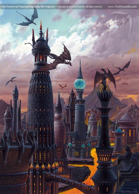 The Towers of Valyria (originally Old Valyria) Game Of Thrones History, Breathing Fire, Ruined City, A Dance With Dragons, Asoiaf Art, Jaime Lannister, Gra O Tron, Game Of Thrones Art, Game Of Thrones Fans