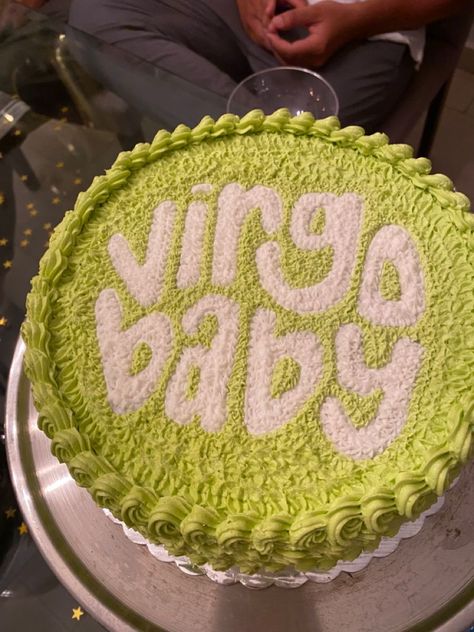 Cute 23 Birthday Cakes, Green Birthday Cakes Aesthetic, Virgo Bday Cake, Virgo Fairy Cake, Virgo Cake Aesthetic, Virgo Themed Birthday Party, Birthday Cakes 19, 26th Birthday Cakes, Virgo Szn Cake