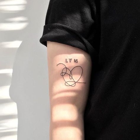 Bts Inspired Tattoos, Kpop Tattoos, Love Yourself Tattoo, Tato Jari, Army Tattoos, Korean Tattoos, Bts Tattoos, Inspired Tattoos, Cute Tiny Tattoos