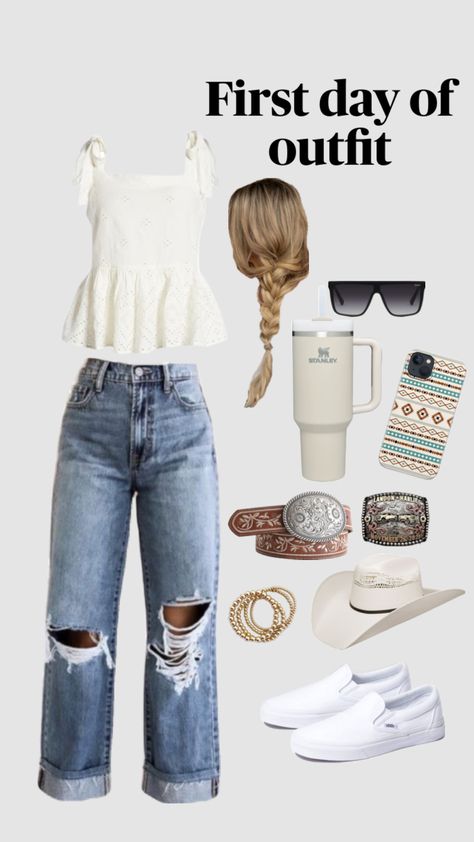 #cowgirlfit #cowgirlstyle #school #schoolfit #firstdayofschoolfit #fyp #popular School Outfits Western, Country School Outfits, Cute Country Outfits For School, Southern Preppy Outfits, Casual Country Outfits, Country School, Country Style Outfits, Western Wear Outfits, Cute Country Outfits