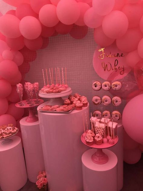 Pink Bachelorette Party Ideas, Pretty In Pink Bachelorette, Pretty In Pink Bachelorette Party, 15th Birthday Party Ideas, 18th Birthday Party Themes, Pink Party Theme, Pink Bachelorette Party, Pink Bachelorette, 20th Birthday Party