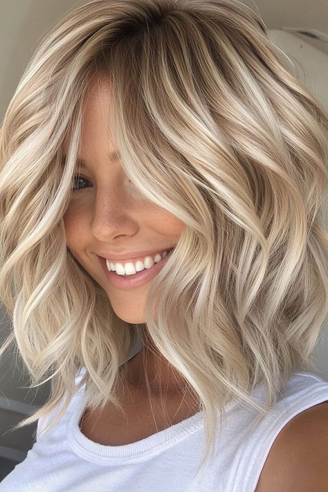 20+ Inspiring Short Wavy Hairstyles for Effortless Style in 2024 – CreativeBooster Hairstyles For Pixie Cuts, Layered Blonde Bob, Light Blonde Bob, Layered Blonde, Short Wavy Hairstyles, Thanksgiving Hairstyles, Warm Blonde Hair, Chin Length Cuts, Elegant Thanksgiving