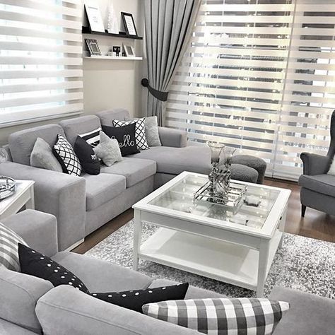 Gray Couches, Furnitur Ruang Keluarga, Small Living Room Decor, Trendy Living Rooms, Small Apartment Decorating, White Living, White Living Room, Living Room Grey, A Living Room