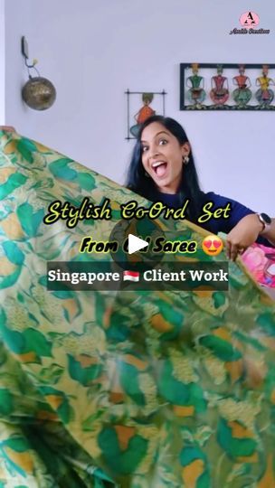 Co Ord Set From Saree, Co Ord Set From Old Saree, How To Use Old Saree For Dress, Reuse Of Old Sarees, Old Saree To New Dress, Dress From Old Saree, Saree Reuse, New Blouse Designs, Coord Set