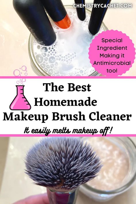 If you want an easy DIY makeup brush cleaner, this is the best recipe! Our homemade solution not only cleans, but it is also antimicrobial, sanitizes, and only has a few ingredients. Extend the life of your makeup brushes and keep skin healthy too Ingredient Photography, Diy Brush Cleaner, Diy Makeup Brush Cleaner, Diy Cleanser, Diy Cleaner, Melted Makeup, Easy Diy Makeup, Clean Makeup Brushes, Makeup Cleaner