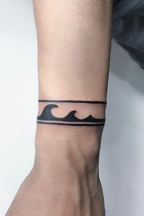 #wave #wavetattoo #armbands #bandittattoo | Nov 11th 2019 | 1234218 Wellen Tattoo, Wave Tattoos, Upper Thigh Tattoos, Wedding Band Tattoo, Wave Tattoo Design, Ankle Bracelet Tattoo, Ring Finger Tattoos, Circle Tattoo, Unalome Tattoo