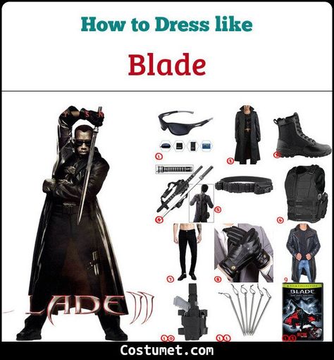 Blade Costume for Cosplay & Halloween 2021 Blade Cosplay, Black Tactical Pants, Blade Costume, Marvel Halloween Costumes, Blade Marvel, Armor Vest, Vampire Look, Marvel Costumes, Dark Sunglasses