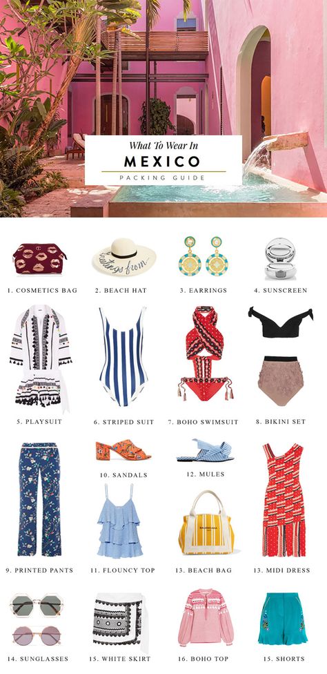 Discover what to wear in Cancun in this handy packing list featuring must have items, vacation style inspiration and the best local souvenirs from Mexico. What To Wear In Cancun, Travel Outfit Mexico, Mexico Packing List, Mexico Honeymoon, Cancun Trip, Outfits For Mexico, Hard Rock Hotel, Vacation Packing, Boyfriend Jean