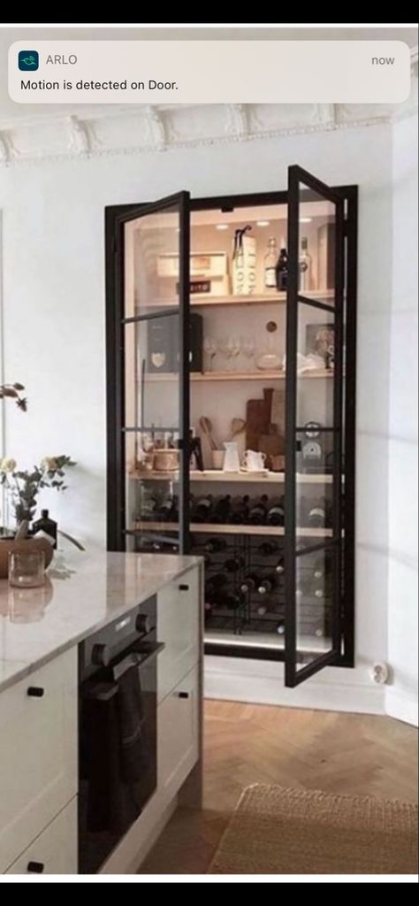 Glass Door Wine Closet, Wine Glass Cupboard, Wine Cupboard, Wine Cellar Closet, Bedroom Basement Ideas, Basement Ideas Bedroom, Cabinet Glass Doors, Wine Closet, Snug Room