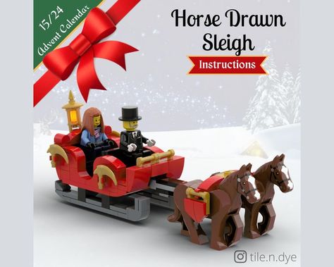 Lego Gingerbread House, Lego Christmas Village, Horse Drawn Sleigh, Lego Winter Village, Lego Village, Lego Winter, Instructions Lego, Lego Challenge, Christmas Horse