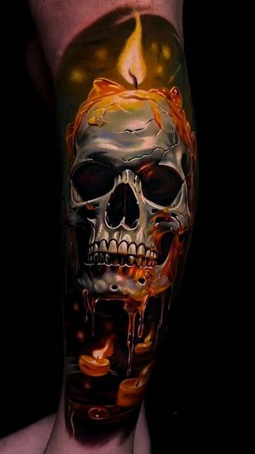 Dark Angel Tattoo, Cool Skull Drawings, Colored Tattoo, Skull Drawings, Colored Tattoo Design, Hyper Realistic Tattoo, Bright Tattoos, G Tattoo, Cool Tattoo Drawings