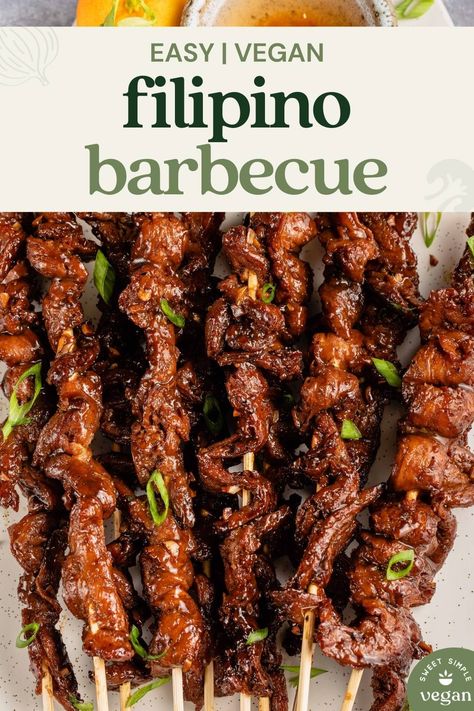 Filipino Barbecue, Vegan Filipino, Cultural Foods, Vegan Bbq Recipes, Soy Curls, Vegan Beef, Vegan Meat, Vegan Grilling, Vegan Asian