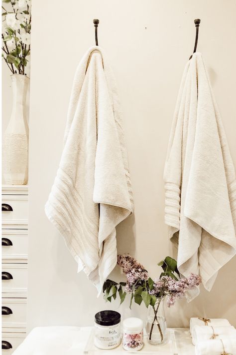 Towel Hooks in Our Master Bathroom - A Brick Home Robe Hooks Bathroom Master Bath, Bath Hooks For Towels, Towel Hook Ideas, Towel Hooks In Bathroom, Bathroom Towel Hook Ideas, Bathroom Hooks For Towels, Modern Bathroom Design White, Small Bathroom Furniture, Hook Ideas