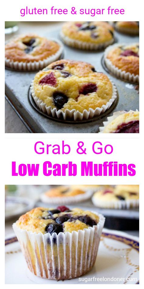 Grab & Go low carb muffins are a gluten free and sugar free breakfast choice, perfect for busy mornings. They can be made ahead and freeze well. #lowcarb #sugarfree #diabetic #keto #grainfree #LCHF #muffins #breakfast #healthyrecipe Sugar Free Breakfast, Breakfast Low Carb, Low Carb Muffins, Early Pregnancy, Low Carb Low Sugar, Breakfast Choices, Low Carb Dessert, Low Carb Diet Recipes, Gluten Free Sugar Free