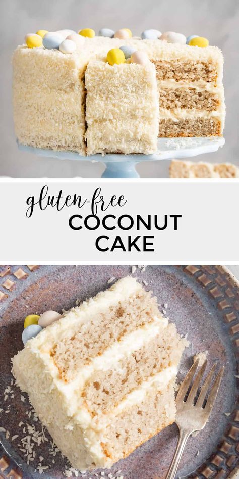 Tender and moist gluten-free coconut cake made with unsweetened coconut. This grain-free coconut flour cake is bursting with coconut flavor. Coconut Flour Cake, Gluten Free Cake Recipes Easy, Coconut Flour Cake Recipes, Gluten Free Coconut Cake, Coconut Flour Cakes, Gluten Free Drinks, Gluten Free Cake Recipe, Baking With Coconut Flour, Easy Gluten Free Desserts