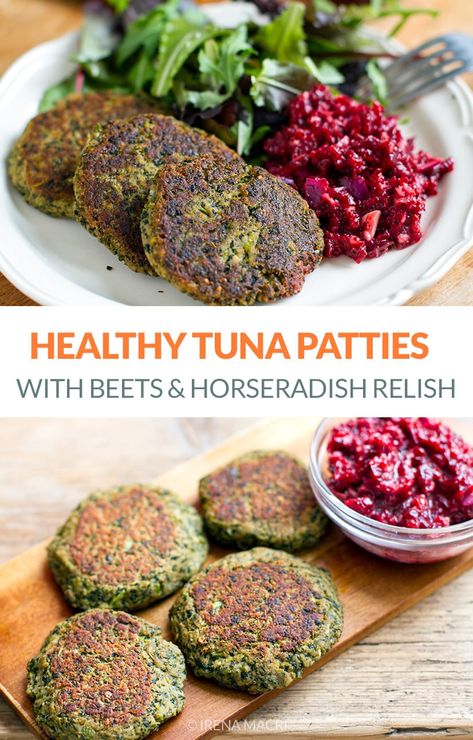 Tuna Patties Healthy, Beet Relish, How To Cook Tuna, Tuna Patties Recipes, Broccoli Salad With Cranberries, Beetroot Relish, Salmon And Sweet Potato, Tuna Patties, Healthy Tuna