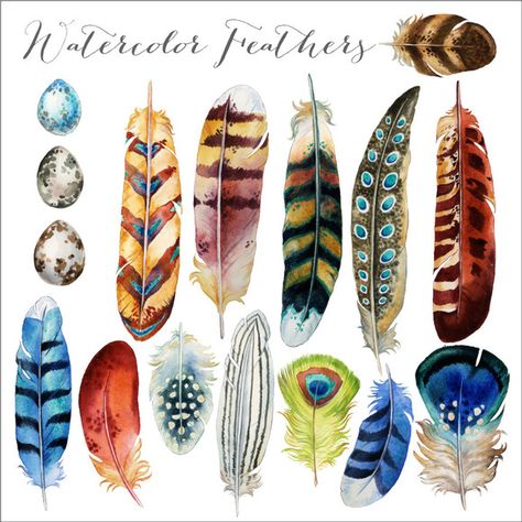 Watercolor Feathers by Verdigris Studios on Creative Market Indian Feathers, Watercolor Feather, Watercolor Bookmarks, Desert Vibes, Planner Tips, Feather Painting, Feather Crafts, Watercolor Ideas, Cowboy Art