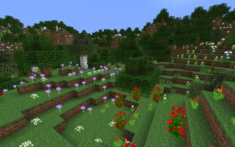 Beautiful Flower Forest Biome #minecraft Rainforest Biome, Forest Biome, Flower Forest, Minecraft Seed, Tulip Decor, Minecraft Wallpaper, Floral Texture, Tulip Fields, Biome