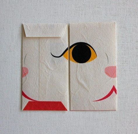 Folding Origami, Envelope Art, Red Packet, Decoration Originale, Envelope Design, Maneki Neko, E Card, Mail Art, Japanese Design