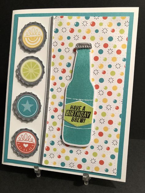 Beer Card, Deer Stamp, Homemade Card, Craft Stamps, Homemade Birthday Cards, Masculine Birthday Cards, Diy Letters, Cotton Ribbon, Card Making Crafts