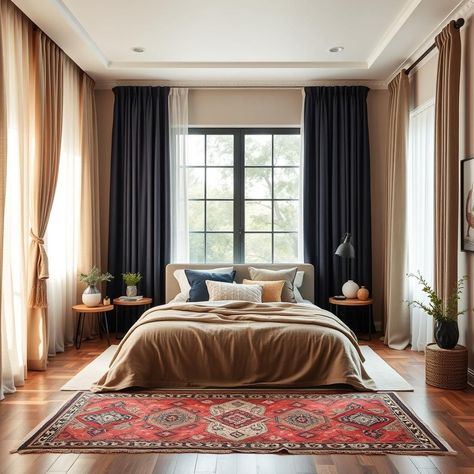 "Bedroom Curtains: Inspiring Ideas for Every Style" Moody Bedroom Curtains, Dark Window Frames, Frames Bedroom, Dark Window, Living Room Blanket, Painting And Decorating, Bookshelves In Bedroom, Room Design Modern, Moody Bedroom