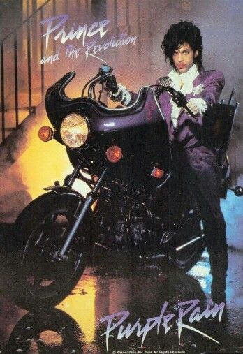 Classic Prince | 1984/85 Purple Rain - Yet another alternative photo of Prince on his purple motorcycle! How rare is this one! Note that his face/head is at a slightly different angle, more direct, fantastic photo! I would LOVE THIS SCANNED AT HIGH RESOLUTION! Anyone? Prince Purple Rain Movie, Purple Rain Movie, Prince Poster, Prince And The Revolution, Prince Musician, Prince Tribute, The Artist Prince, 1984 Movie, Rip Prince