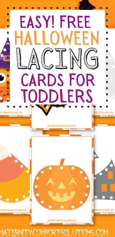 Halloween Lacing Cards Free, Fall Lacing Cards Printable Free, Halloween Playgroup Ideas, Halloween Block Center Preschool, Halloween Preschool Free Printables, Halloween Task Boxes, Halloween Fine Motor Toddlers, Halloween Cognitive Activities, Halloween Party Preschool Activities