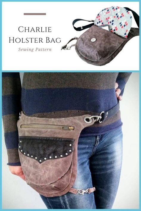 Hip Bag Pattern Free, Hip Bag Diy, Hip Bag Pattern, Holster Purse, Messenger Bag Patterns, Cross Body Bag Pattern, Hip Purse, Thigh Bag, Hip Pouch