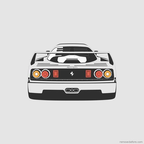 Ferrari F40 Horseless Carriage, White Ferrari, Automotive Artwork, Mini Projector, Car Vector, Car Artwork, Best Classic Cars, Ferrari F40, Old Classic Cars