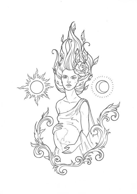 Coloring for adults - Kleuren voor volwassenen Angel Coloring Pages, Face Painting Easy, Pagan Art, Earth Goddess, Adult Colouring Pages, Face Painting Designs, Scrapbook Materials, In The Stars, Scrapbook Printables