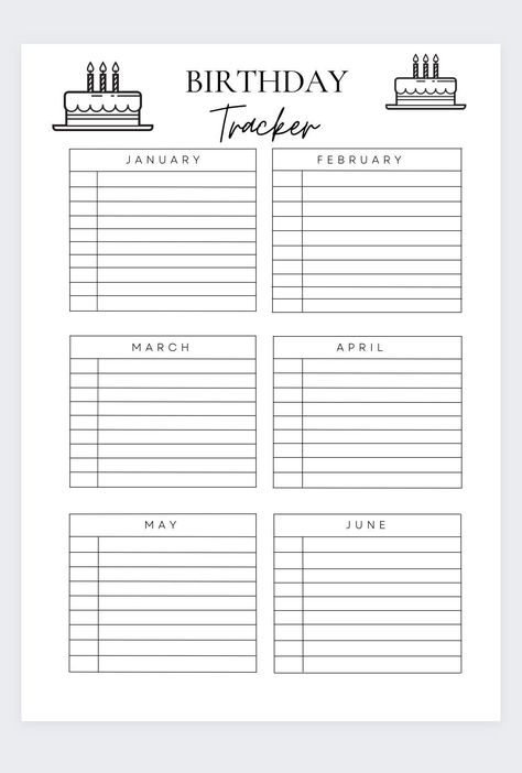 Birthday Tracker, Date Tracker,birthday Planner,birthday Recorder,printable Birthday Tracker, Birthday List Printable,birthday Reminder - Etsy | Birthday tracker, Birthday reminder, Daily planner pages Birthday Budget Planner, Birthday Tracker Printable Free, Printable Organization Sheets, Planner Ideas For School, Birthday List Template, Birthday List Printable, Printable List Templates, Cute Planner Template, Digital Bullet Journal Template