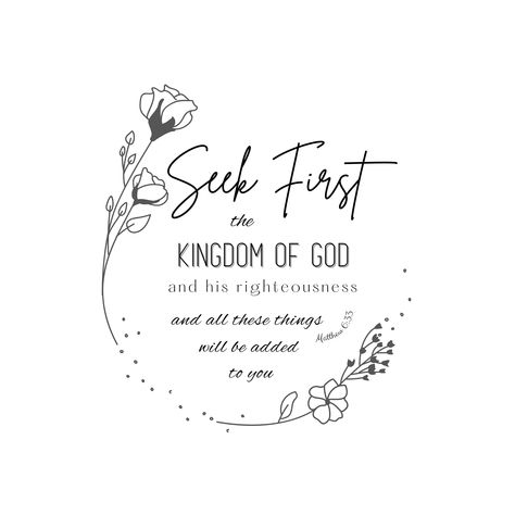 Seek First The Kingdom Of God, Matthew 6:33, Lord's Prayer Printable, Scripture Art Canvas, Seek First His Kingdom, Handlettering Inspiration, Seek First The Kingdom, The Sermon On The Mount, Sermon On The Mount