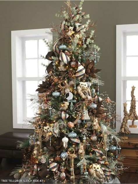 Christmas Trees - Cabin Lodge Nature | Jeannie Pence Candy Wonderland, Tree Village, Woodland Christmas Tree, Christmas Tree Village, Christmas Lodge, Christmas Tree Decorating Themes, Tree Themes, Cabin Christmas, Christmas Tree Inspiration