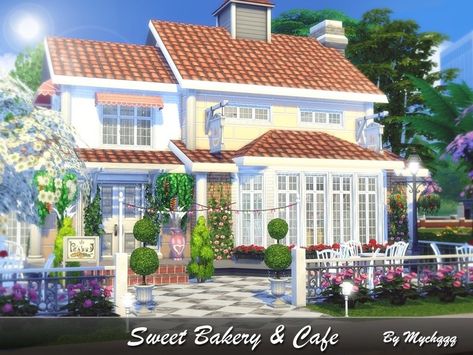 Lot: 20x20 Found in TSR Category 'Sims 4 Community Lots' Sims 4 Bakery Build, Sims Bakery, Sims 4 Bakery, Living Room Sims 4, The Sims 4 Lots, Sims 4 Tsr, Cc Furniture, Seaside House, Sims Ideas