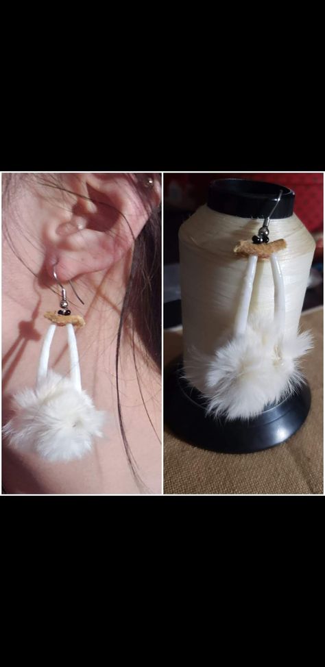 Rabbit Fur Earrings, Fur Earrings, Rabbit Fur, Beaded Earrings, Beading, Beaded Jewelry, Shells, Pearl Earrings, Beads