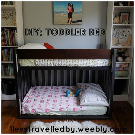 DIY: Toddler Bunk Bed - 1lesstravelledby.weebly.comLiving a ... Diy Toddler Bunk Bed, Toddler Bunk Bed, Toddler Loft Beds, Diy Toddler Bed, Toddler Bunk Beds, Bunk Bed Plans, Modern Bunk Beds, Diy Bunk Bed, Cool Bunk Beds