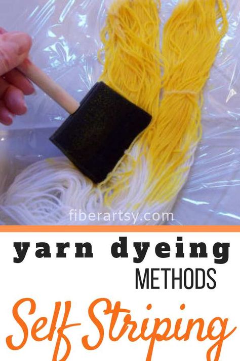 Sock Yarn!  How to Dye Self Striping Yarn without Special Tools. Easy Yarn Dyeing Technique #dyeing #yarn #crochet #knitting #yarnlove #wool Dyed Yarn Diy, Wool Dyeing, Tie Dye Tutorial, Self Striping Yarn, Memorial Beads, Indigo Cloth, Fabric Dyeing Techniques, Dye Yarn, Dyeing Yarn