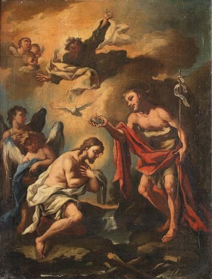 Artwork by Giovanni Battista Lama, The Baptism of Christ, Made of oil on canvas Christ Painting, Baptism Of Christ, San Gennaro, Catholic Images, Orthodox Icons, Rembrandt, Oil Painting On Canvas, Original Oil Painting, Original Oil