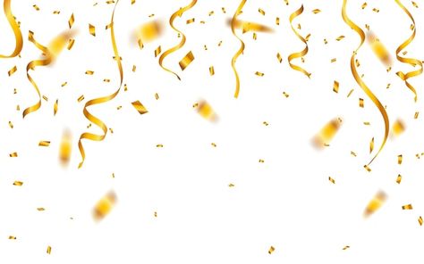 Gold confetti. celebration carnival ribb... | Premium Vector #Freepik #vector #serpentine #confetti #celebrate #realistic Gold Confetti Png, Celebrate Aesthetic, Confetti Aesthetic, Gold Confetti Background, Yellow Confetti, Confetti Background, Doodle Background, White Confetti, Water Aesthetic