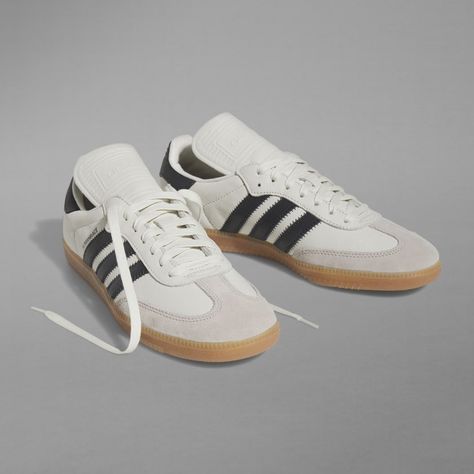 adidas Humanrace Samba Shoes - White | adidas UK Adidas Samba Shoes, Samba Shoes, Grey Color Scheme, Pharrell Williams, Cloud White, Grey Suede, Adidas Samba Sneakers, Football Boots, Adidas Samba