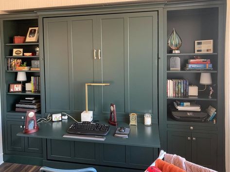 Green with envy? Build your own at: https://bit.ly/Custom-Murphy-Beds #murphybeds #bedroomdecor #recyclingyourspace #homeoffice #wallbed… | Instagram Decent Bed Design, Multifunction Desk, Murphey Bed, Guest Bedroom Office Ideas, Murphy Bed Office, Guest Bedroom Office, Guest Bedroom Home Office, Guest Bedroom/office, Bed Design Ideas