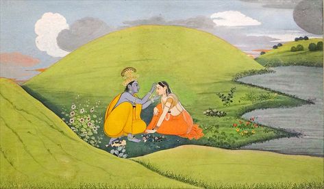 Indian Traditional Paintings, Epic Texts, 18th Century Paintings, Ancient Paintings, Indian Painting, Ancient India, Indian Paintings, Krishna Art, Traditional Paintings